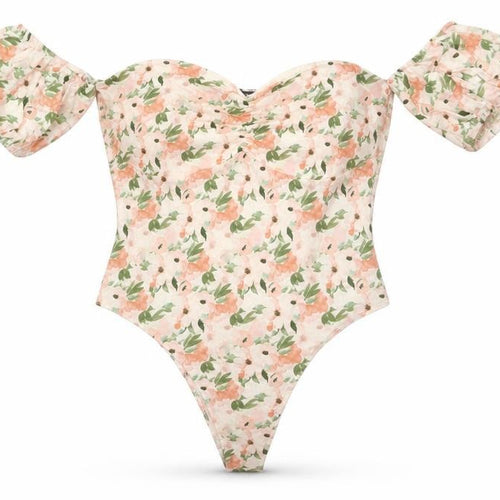 Primark Womens Multicoloured Floral Viscose Bodysuit One-Piece Size L  Snap