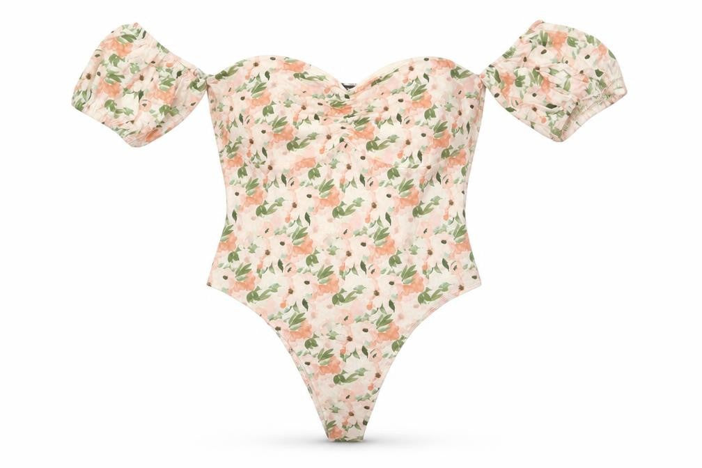 Primark Womens Multicoloured Floral Viscose Bodysuit One-Piece Size L  Snap