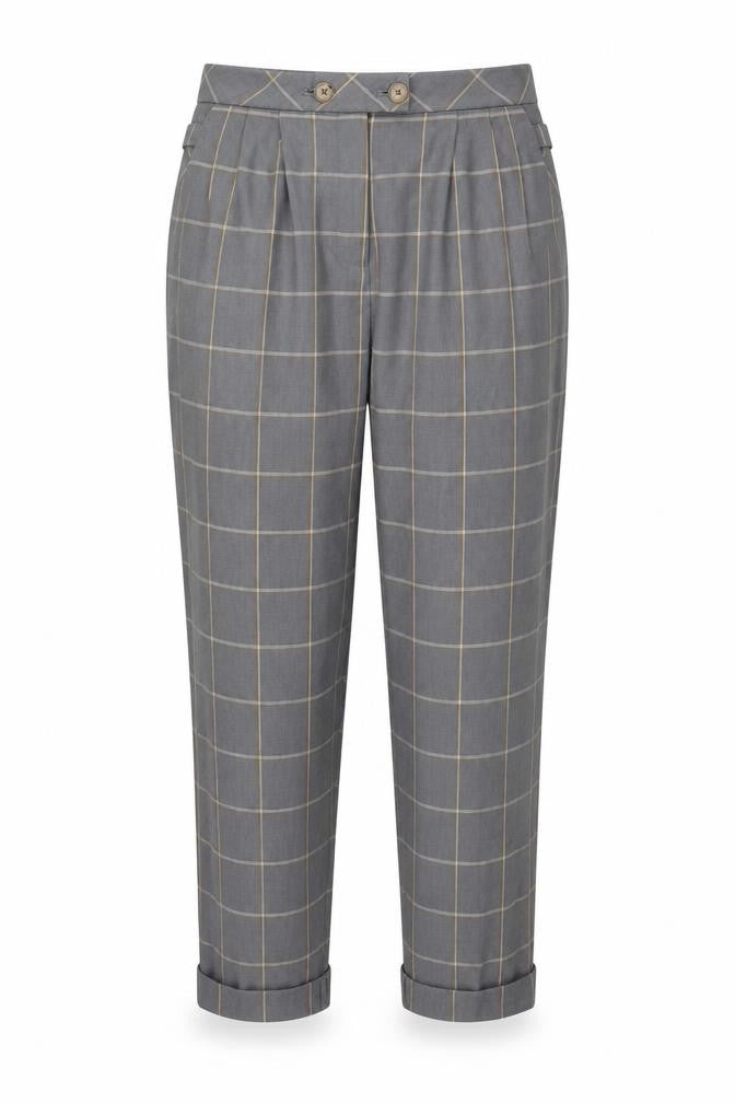 Topshop Womens Grey Plaid Polyester Chino Trousers Size 10 L23 in Regular