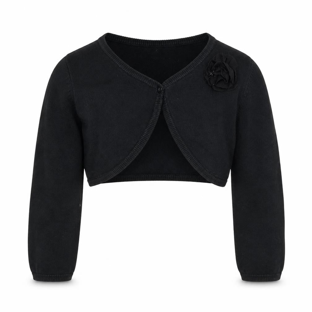 DRESS SHOP Girls Black V-Neck  Cotton Cardigan Jumper Size 6-7 Years