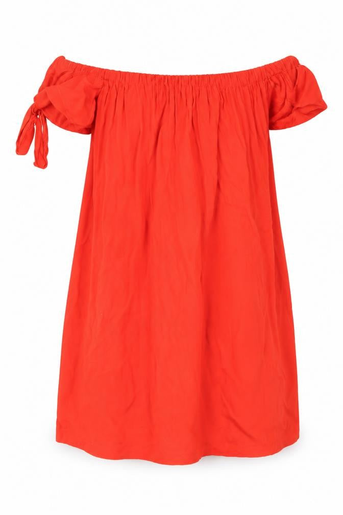 Mango Womens Orange Viscose Basic Blouse Size 8 Off the Shoulder
