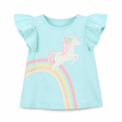 maggie and zoe Baby Green  Cotton Basic T-Shirt Size 12-18 Months Round Neck  - unicorn