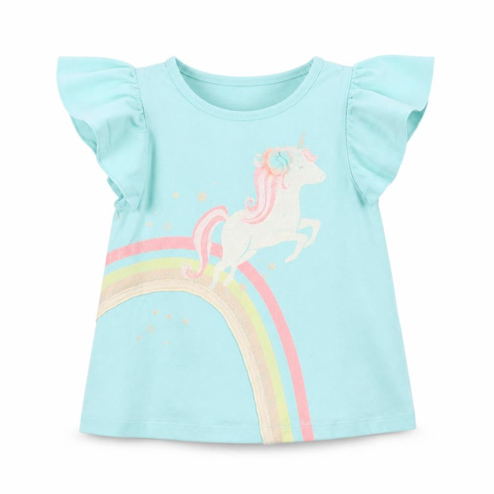 maggie and zoe Baby Green  Cotton Basic T-Shirt Size 12-18 Months Round Neck  - unicorn