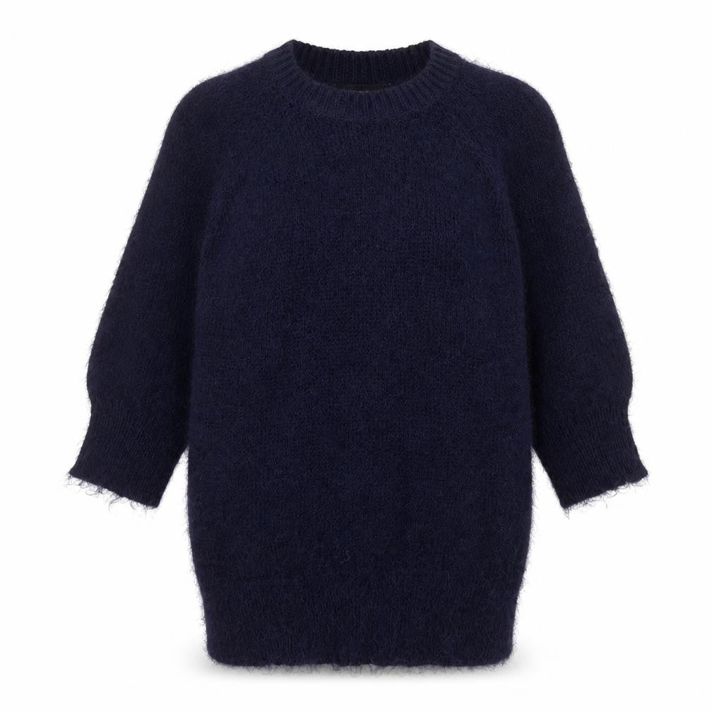Front view of Dorothy Perkins women’s blue round neck polyester jumper, size UK 10
