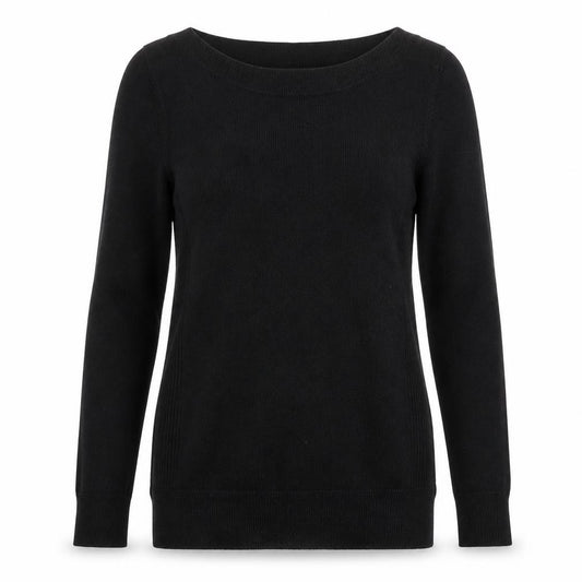 Front view of F&F women’s black roll neck acrylic jumper, size UK 6
