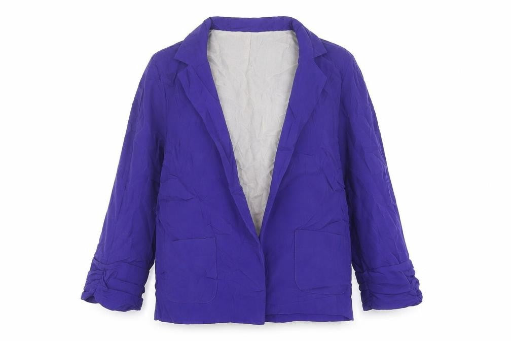 Front view of River Island women’s purple jacket blazer, size UK 10