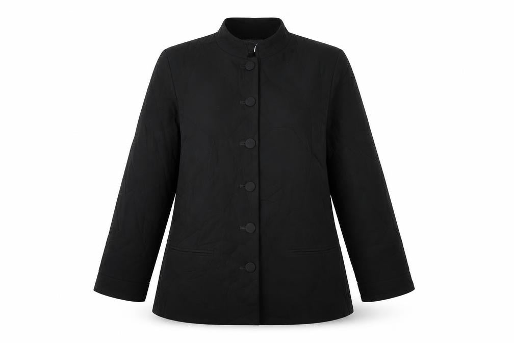 Front view of Richards women’s black jacket blazer, size UK 12, button