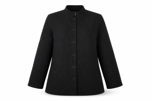 Front view of Richards women’s black jacket blazer, size UK 12, button