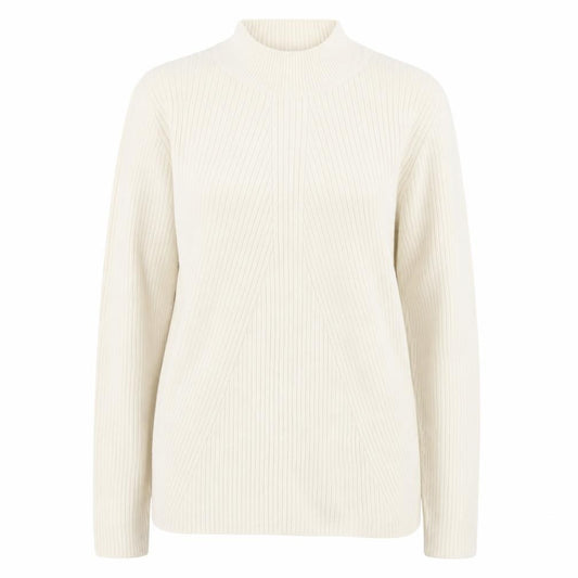 Front view of H&M women’s ivory high neck viscose jumper, size M