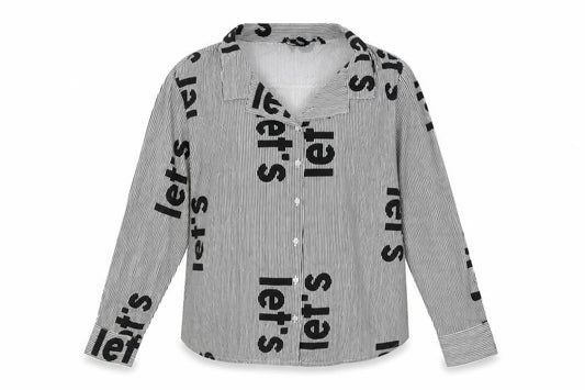 Front view of Sassy Soda women’s multicoloured striped polyester basic button-up, size L, collared