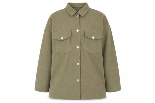 Front view of SHEIN women’s green jacket, size M, snap