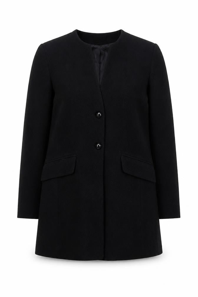 Front view of House of Fraser women’s black jacket blazer, size UK 12, button