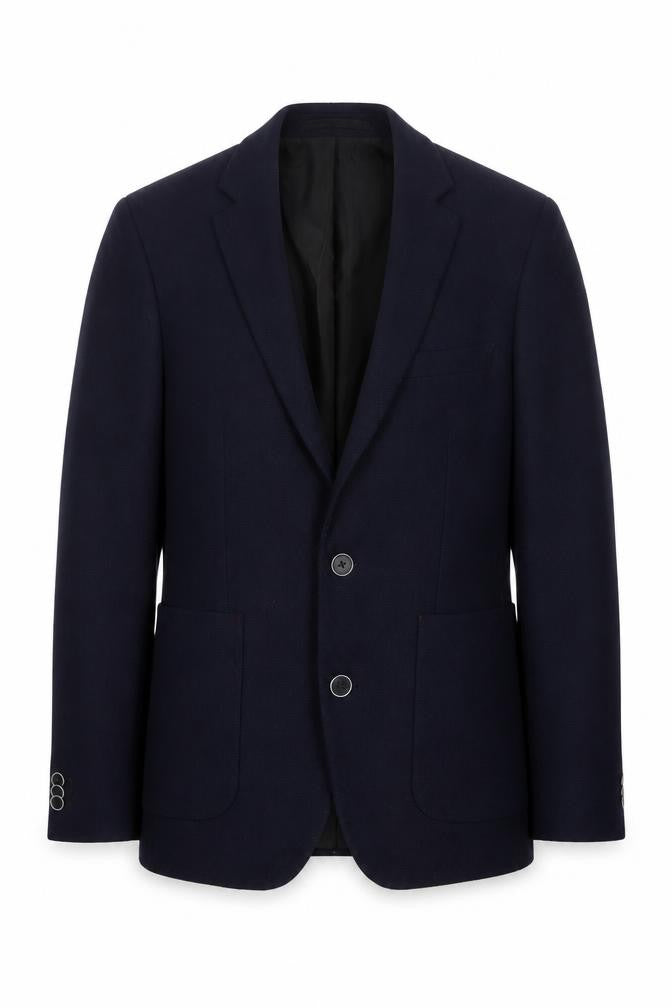 Front view of Burton men’s blue polyester jacket suit jacket, size S