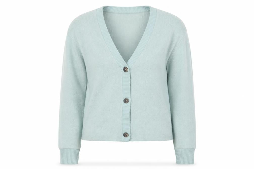 Dunnes Stores Womens Green V-Neck  Polyester Cardigan Jumper Size XS
