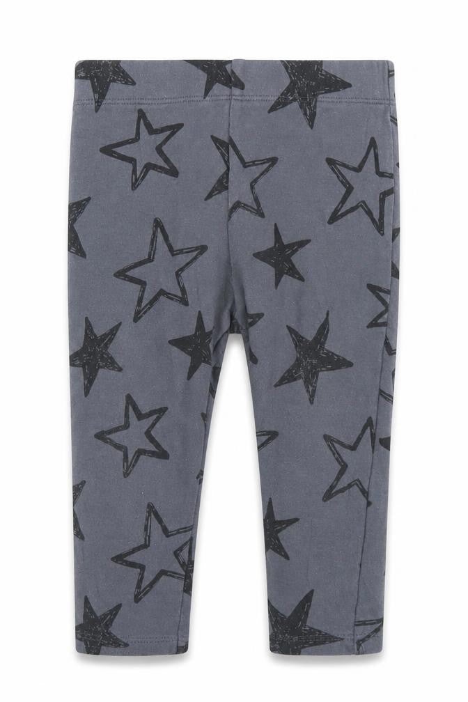 F&F Girls Grey Geometric Cotton Pedal Pusher Leggings Size 9-12 Months   - Stars
