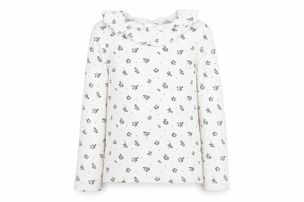 F&F Girls White Floral Cotton Basic T-Shirt Size 10 Years Round Neck Pullover