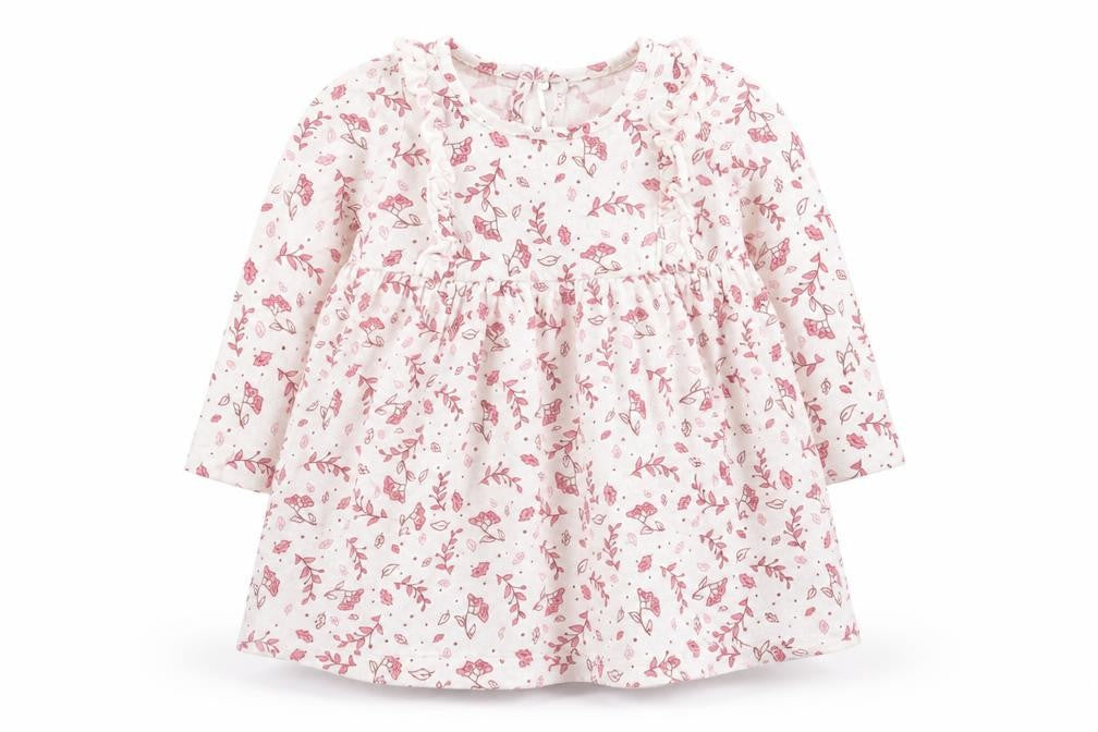So Cute Girls White Floral Cotton Skater Dress  Size 6-9 Months  Round Neck Pullover