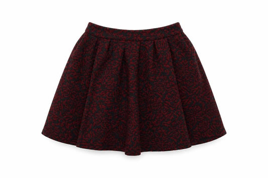 Front view of Blue Vanilla women’s black floral polyester skater skirt, size S, zip