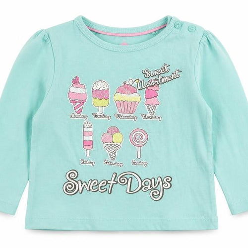 Lupilu Girls Green  Cotton Pullover T-Shirt Size 2 Years Round Neck