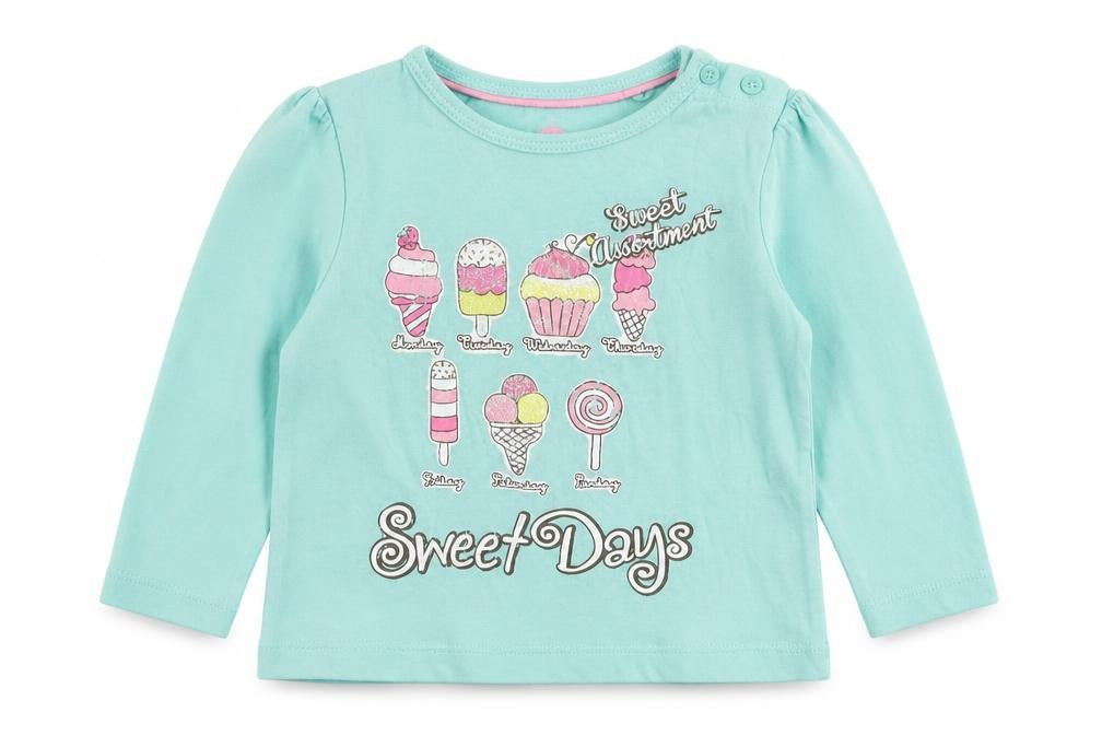Lupilu Girls Green  Cotton Pullover T-Shirt Size 2 Years Round Neck