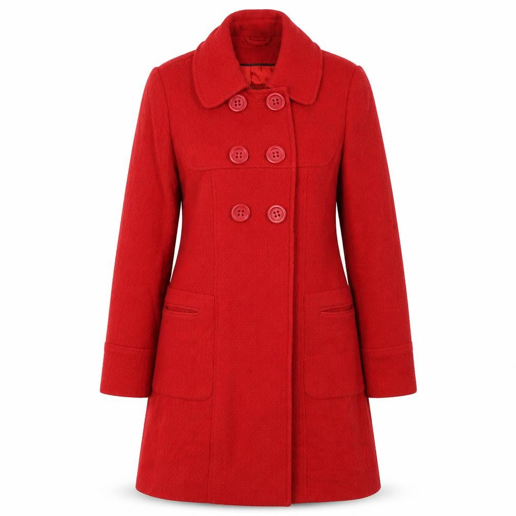 Front view of F&F women’s red jacket, size UK 10, button