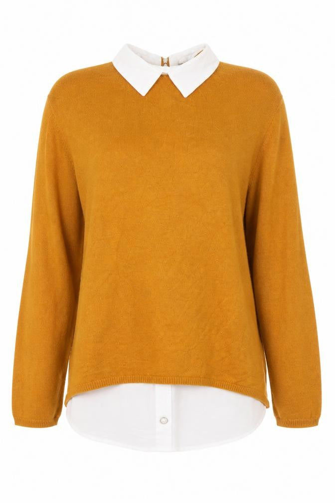 Front view of New Look women’s beige viscose basic blouse, size UK 10, collared