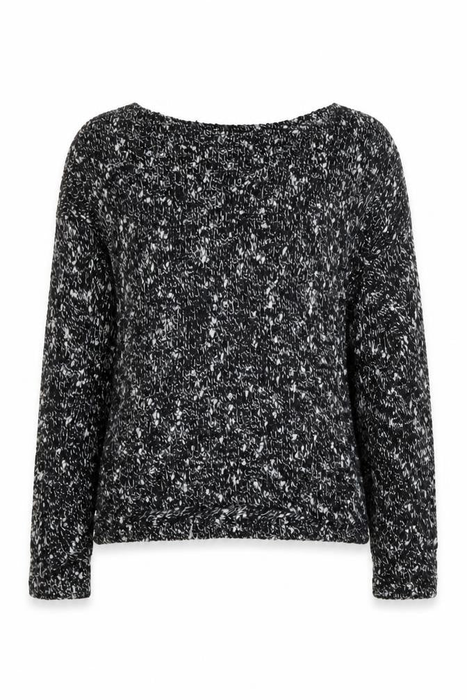 Front view of Zara women’s black round neck polyester jumper, size S
