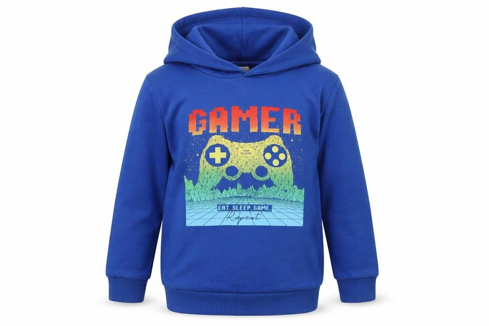 Dunnes Stores Boys Blue  Cotton Pullover Hoodie Size 5-6 Years   - Gamer