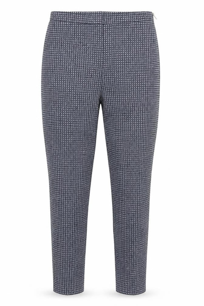 New Look Womens Blue Geometric Viscose Trousers  Size 8 L26 in Regular Zip