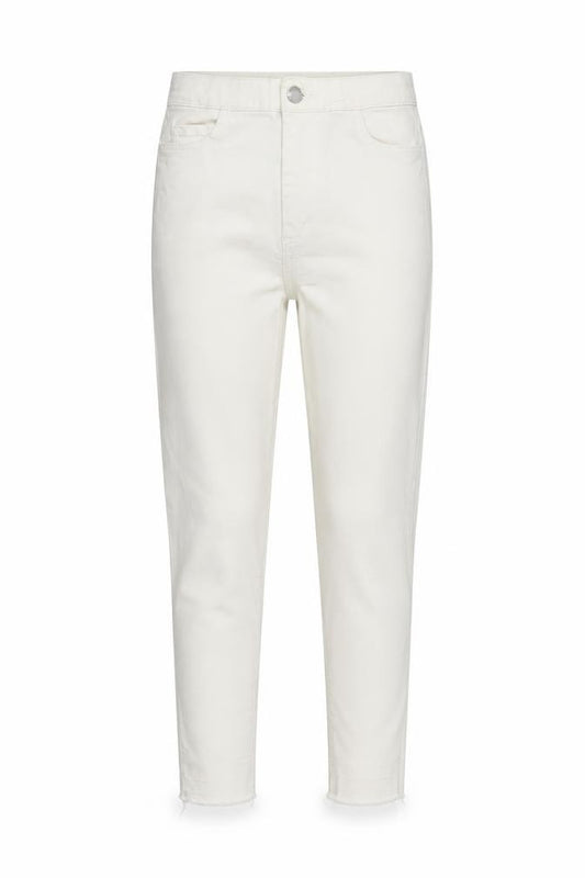 Front view of Topshop women’s white cotton cropped jeans, size UK 24, in, 24-inch leg regular zip