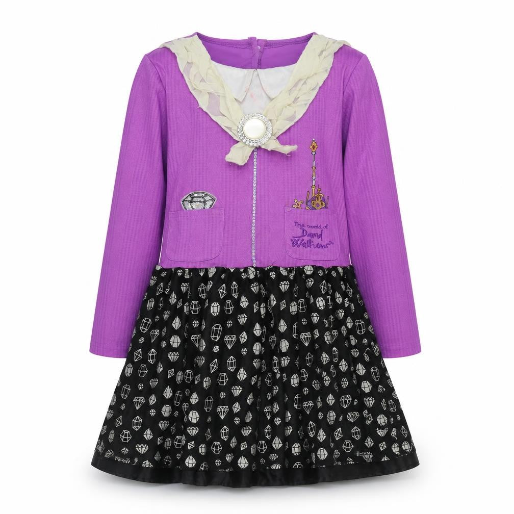 Tesco Girls Pink  Polyester Skater Dress  Size 7-8 Years  Round Neck Hook & Loop