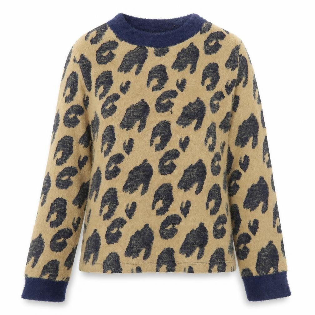Marks and Spencer Womens Brown Crew Neck Animal Print Acrylic Pullover Jumper Size 8