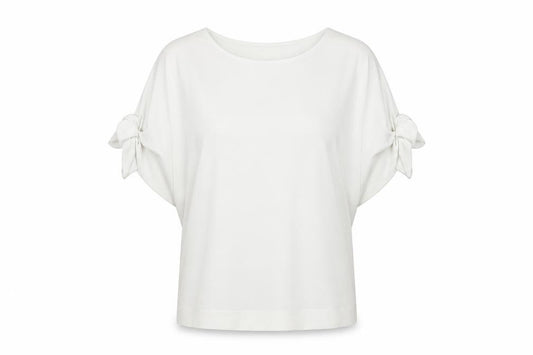 Front view of Next women’s white polyester jersey t-shirt, size UK 12, round neck