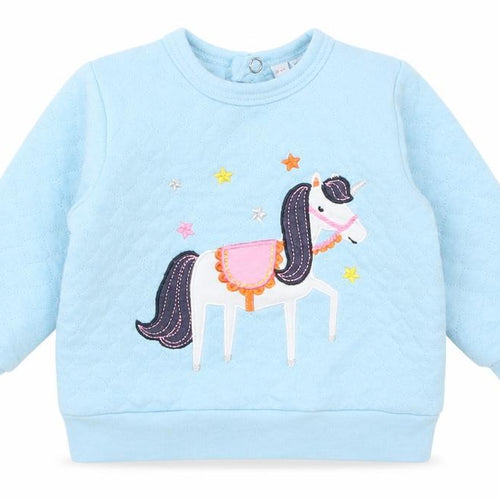 Jack & Lily Girls Blue  Cotton Pullover Jumper Size 3-6 Months  Snap - Unicorn