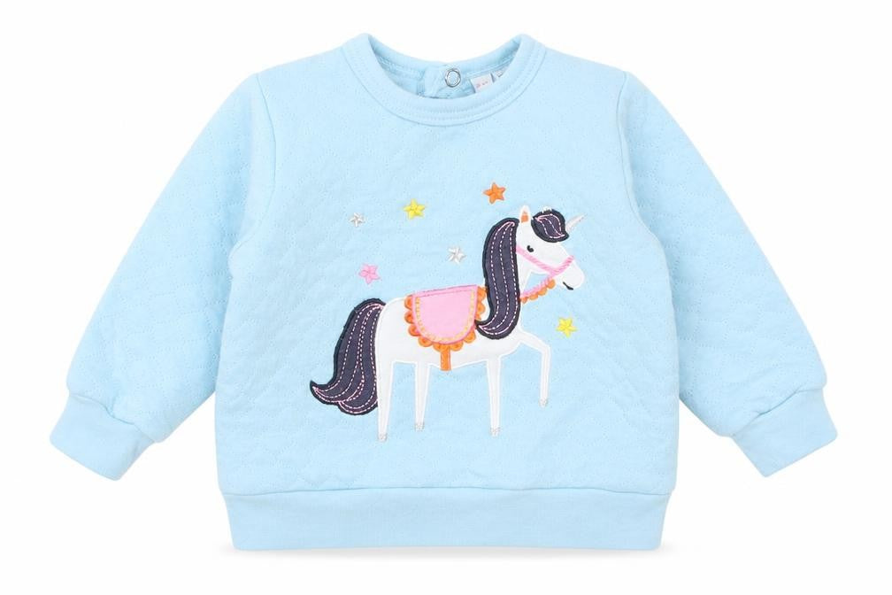 Jack & Lily Girls Blue  Cotton Pullover Jumper Size 3-6 Months  Snap - Unicorn