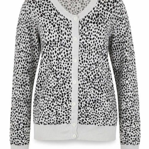 New Look Womens Multicoloured Round Neck Animal Print Cotton Cardigan Jumper Size 8