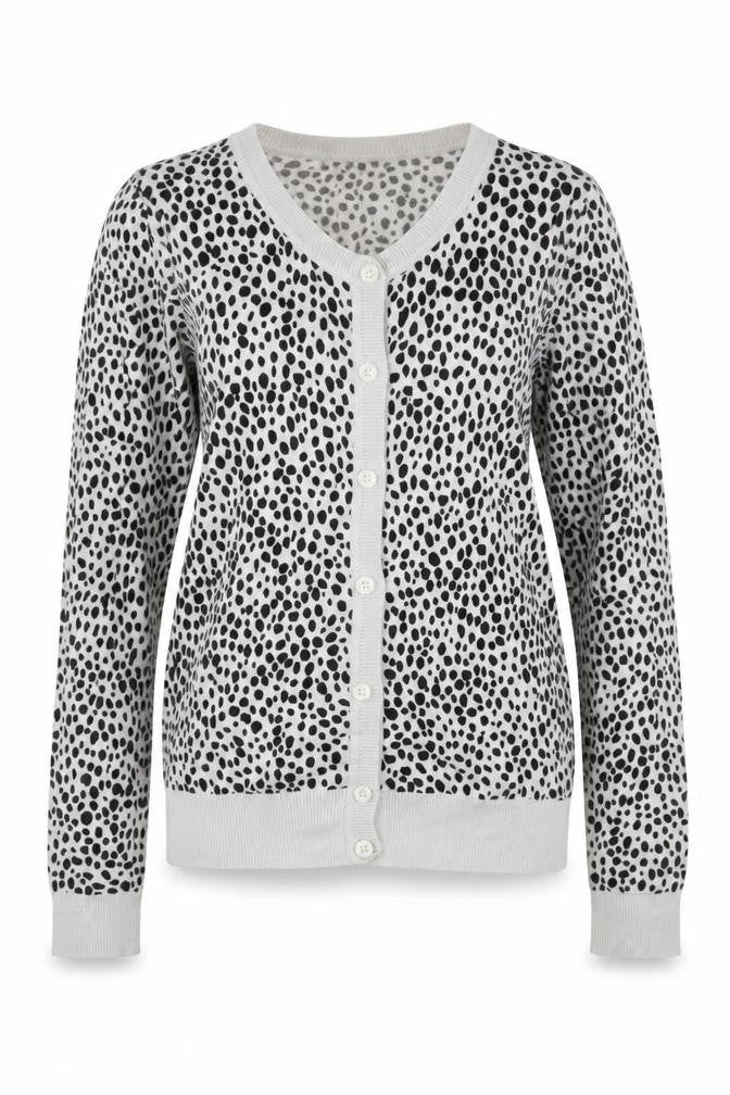 New Look Womens Multicoloured Round Neck Animal Print Cotton Cardigan Jumper Size 8