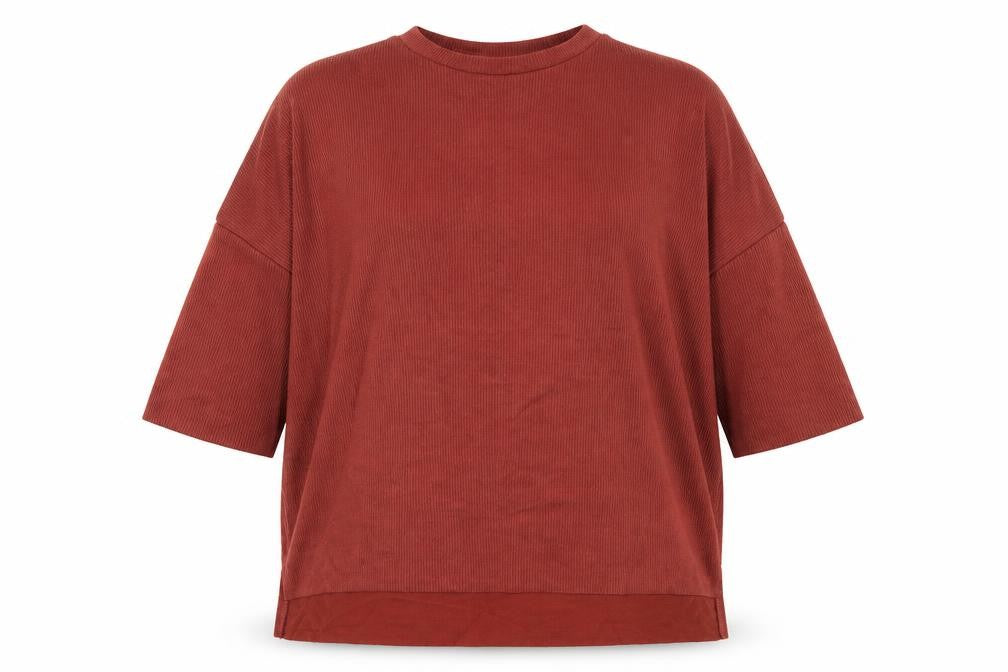 Front view of Primark women’s pink round neck polyester jumper, size UK 6