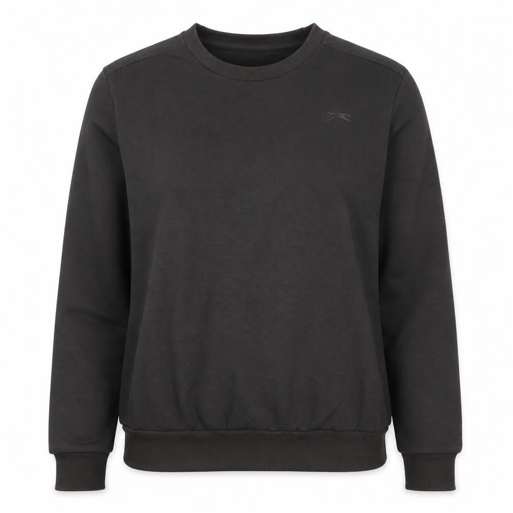Front view of Slazenger women’s grey polyester pullover sweatshirt, size L, pullover