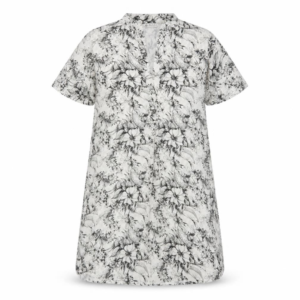 My Bra Fashion Womens White Floral Cotton Shirt Dress  Size S  V-Neck