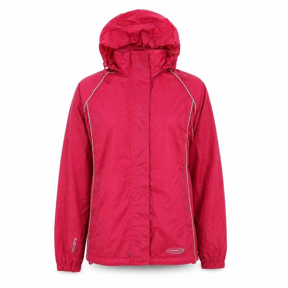 Front view of Mountain Life women’s pink rain coat coat, size UK 8, zip