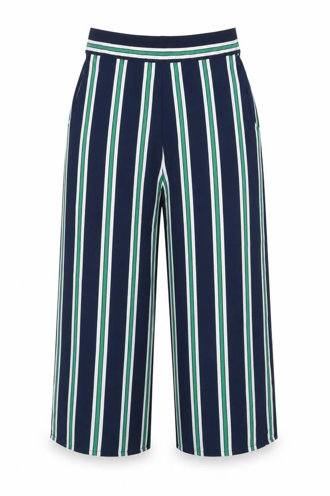 QED London Womens Multicoloured Striped Polyester Capri Trousers Size 10 L20 in Regular