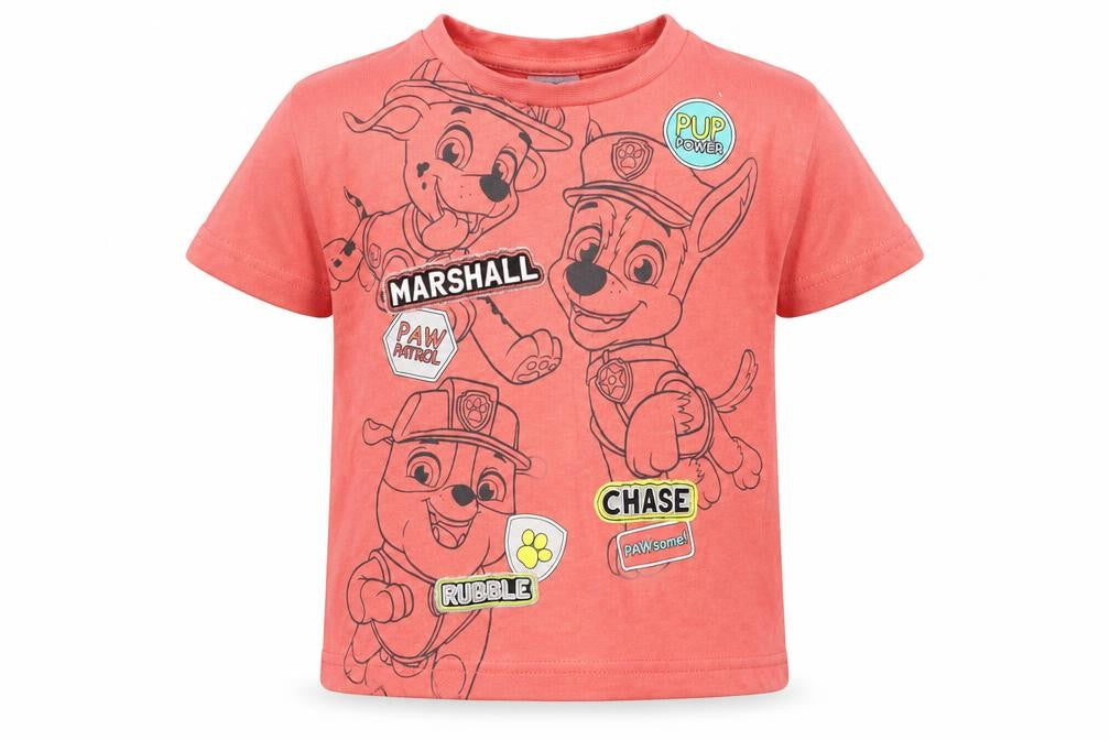 Front view of Matalan boys’ pink cotton basic t-shirt, size 9-12, months round neck