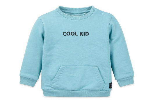 Front view of F&F boys’ blue cotton jumper, size 9-12, months