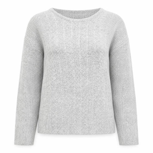 Front view of C&A women’s grey round neck acrylic jumper, size M