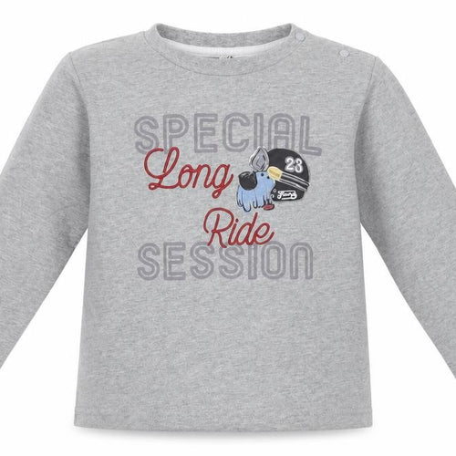 birba Boys Grey  Cotton Pullover T-Shirt Size 2-3 Years Round Neck