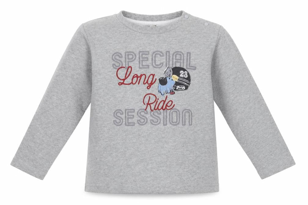 birba Boys Grey  Cotton Pullover T-Shirt Size 2-3 Years Round Neck