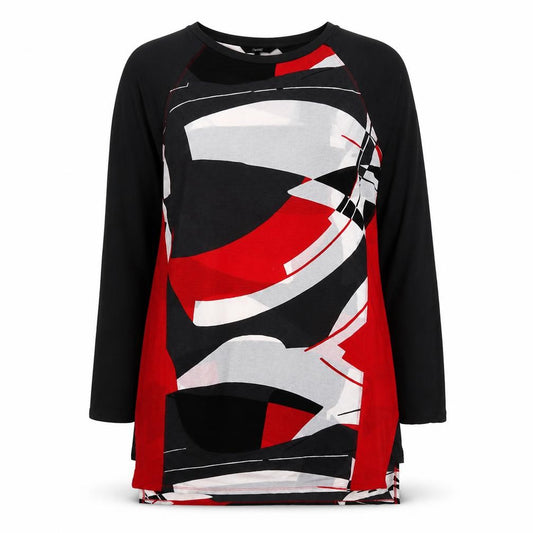 Front view of Next women’s grey geometric polyester a-line, size UK 18, round neck