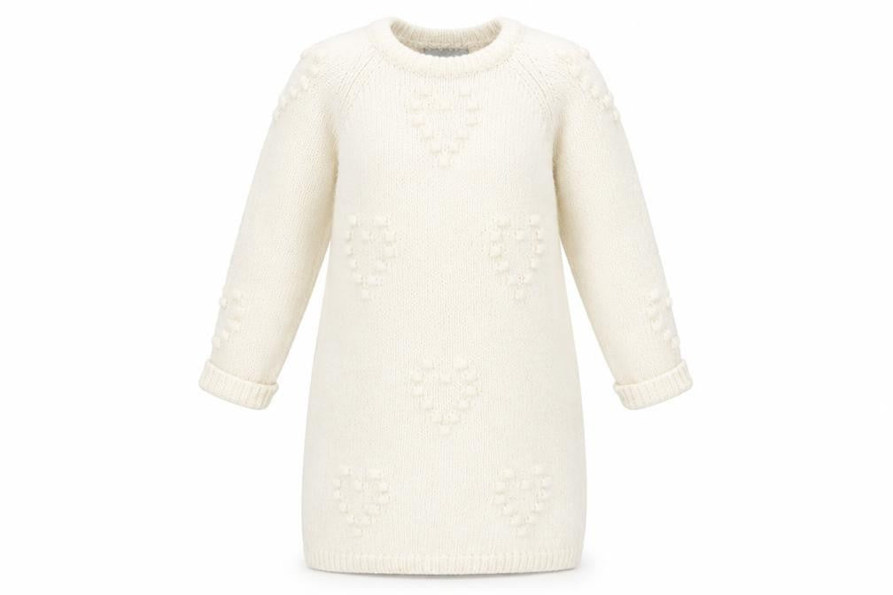 Primark Girls White  Acrylic Jumper Dress  Size 24 Months  Crew Neck Pullover