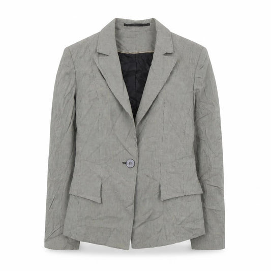 Front view of Next women’s black houndstooth polyester jacket suit jacket, size UK 12